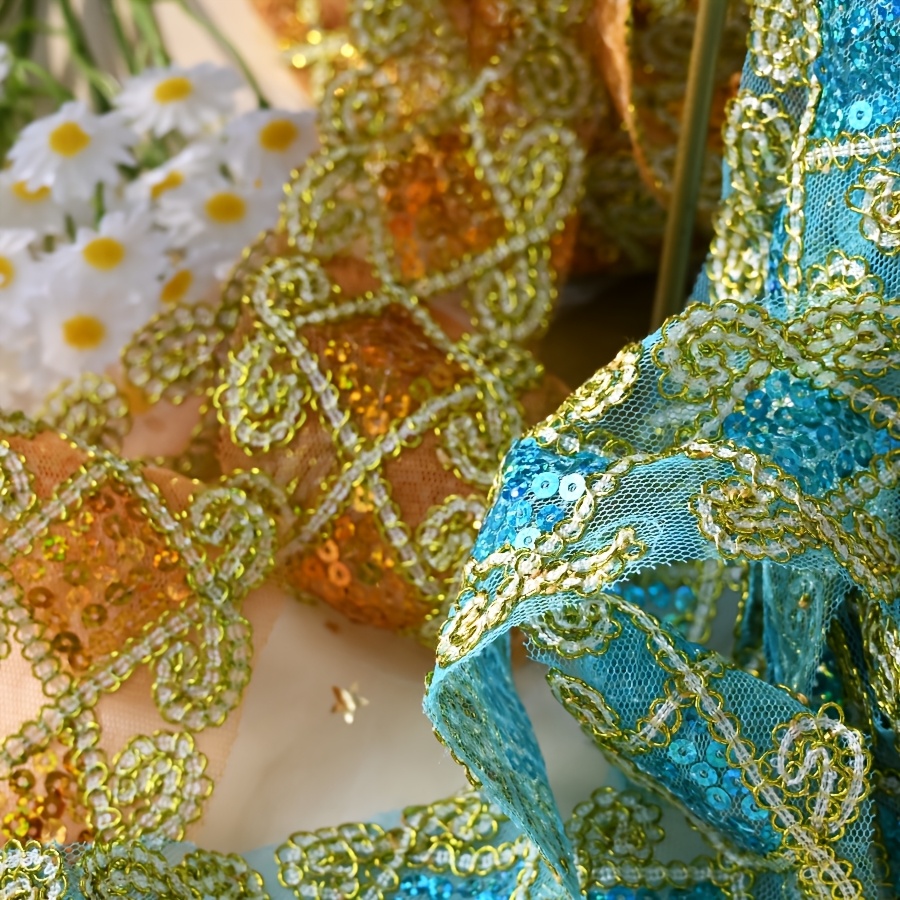 1.83 Meter Sequin Lace Mesh Embellishment for Clothing and Crafts